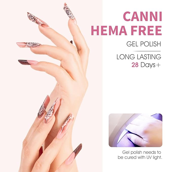 CANNI 6Pcs 9ml Pink Gel Nail Polish Set- Hot Pink Gel Polish Kit DIY at Home Salon Valentines Day Christmas New Year's Gifts for Girls