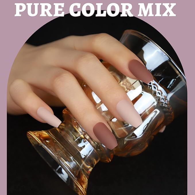 Press on Nails,Teenitor 288PCS Matte Medium Length, Acrylic Fake Nails Full Cover, Ballerina Coffin Press on Nails,Glitter Press On False Nails