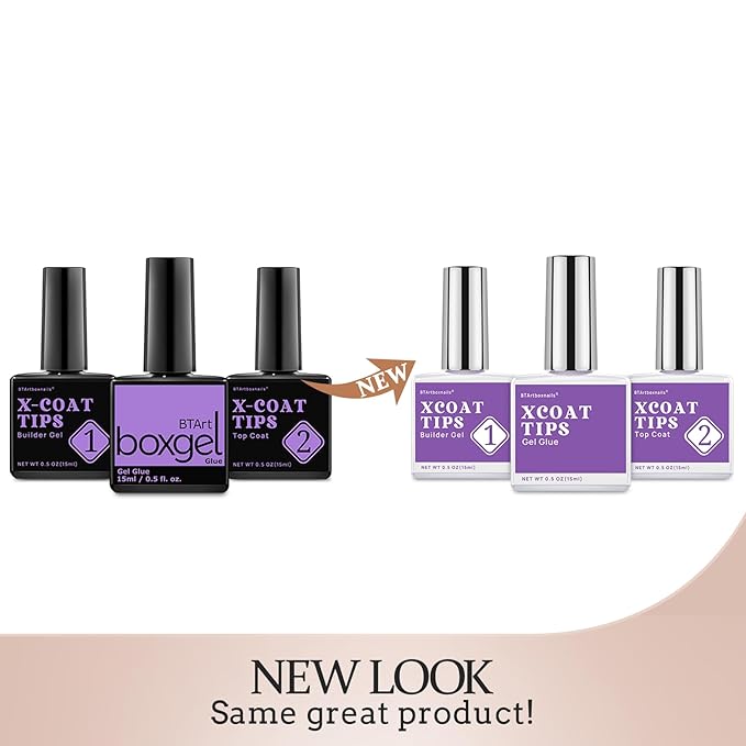 BTArtboxnails Nail Tips and Gel Glue Kit - French Tip Press on Nails Long Square XCOATTIPS Nail Kit, Include Glue, Builder Gel, Top Coat, Nail Lamp Nail Extension