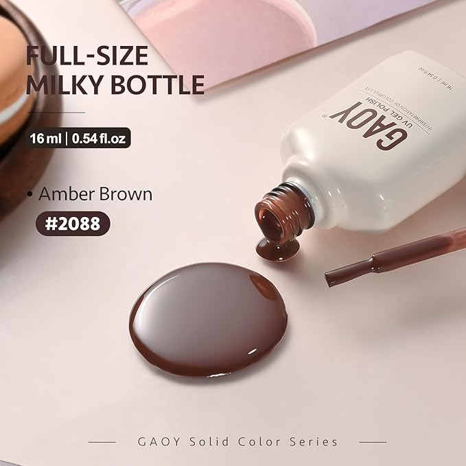 GAOY Brown Gel Nail Polish, 16ml Soak Off Gel Polish, UV Light Cure for Nail Art DIY Manicure at Home, 2088 Amber Brown