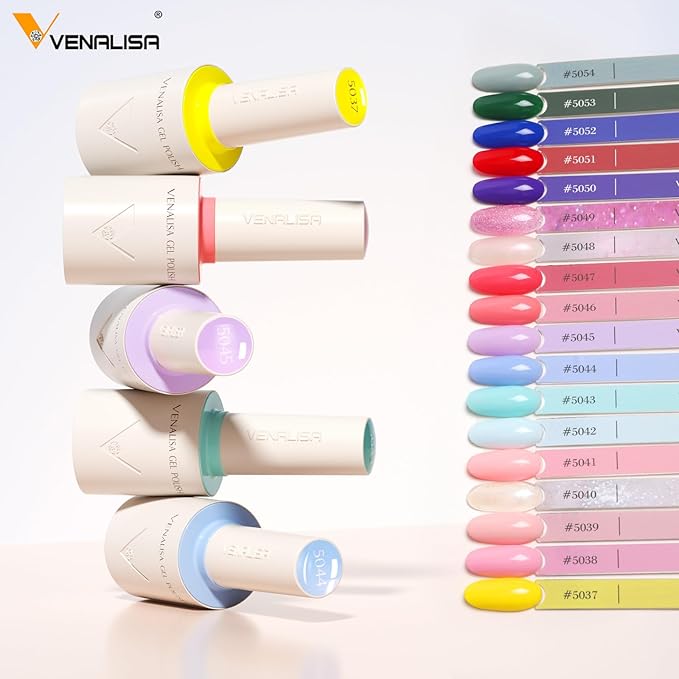 VENALISA V3 Gel Nail Polish Kit of 22 Pcs With Color Display Card Red Blue Green Yellow Pink Gel Polish Set Soak Off Salon Nail Art DIY at Home Manicure