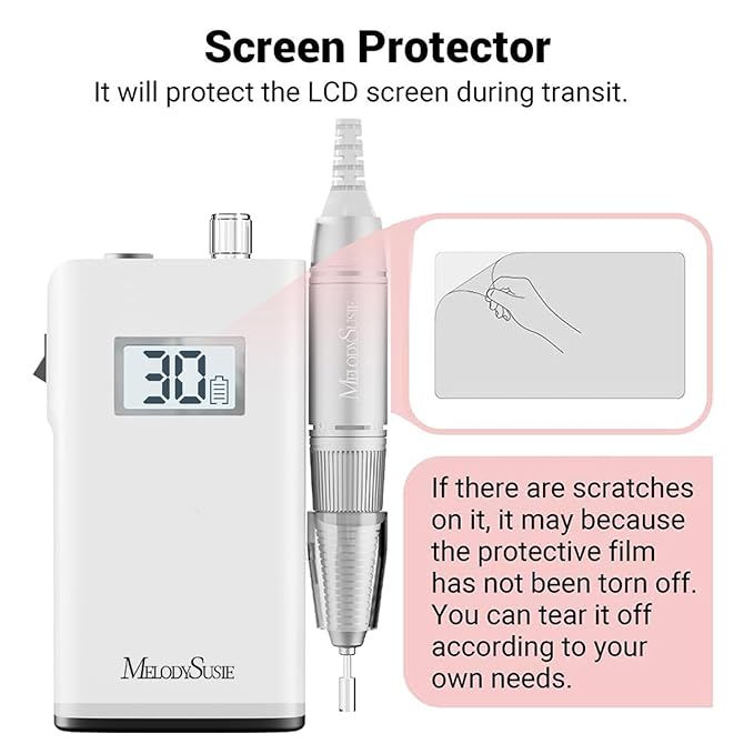 MelodySusie Entry-Level Clip-On Rechargeable Nail Drill, SC320H 30000RPM Popular Classic E-File with LCD Display for Manicure Shaping & Gel Removal, Perfect for Training, Nail Art Practice & Home Use