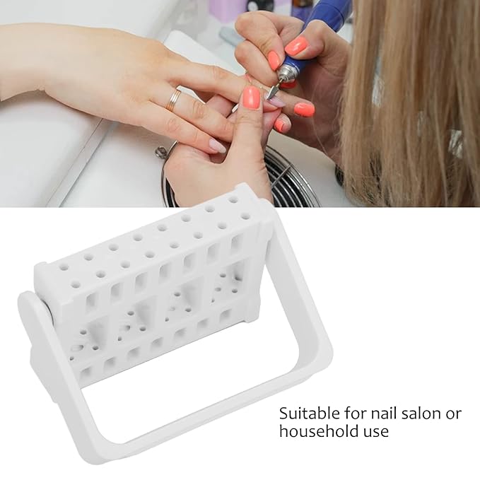 Brrnoo Nail Drill Bits Holder Display Organizer,16 Holes Nail Art Tools Exhibition Stand Rack Nail Salon Accessory Acrylic Nails Manicure Tools for Home Use or Nail Salon(white)