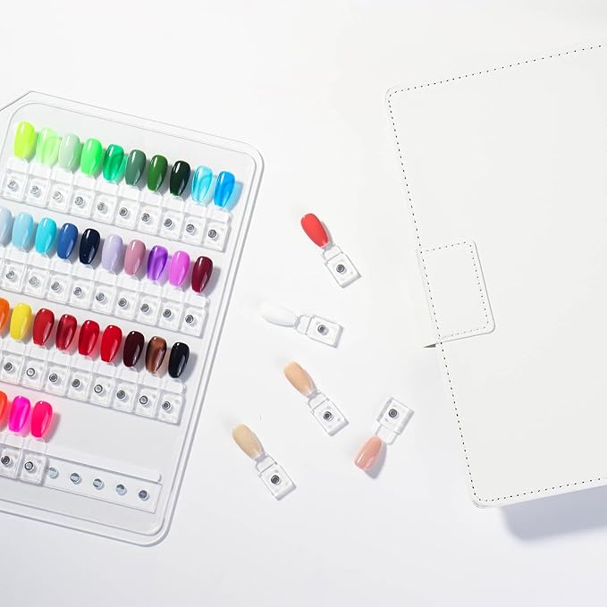 vettsy Magnetic Nail Swatch Book, 240 Nail Color Display Book Organizer with 240 Magnetic Tips, Professional Salon Nail Art Color Chart & Practice Stand for Easy Preview & Storage