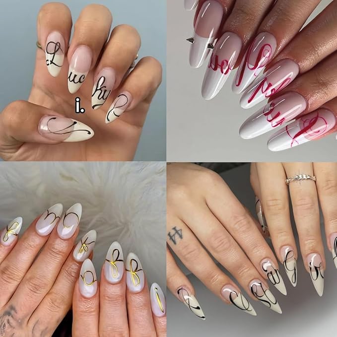 Retro Letters Nail Art Stickers Decals 8 Sheets Old English Letter Nail Stickers 3D Self-Adhesive Black Gold Red Blue Personalized Alphabet Nails Design Sticker para Uñas for Women DIY Manicure Tips