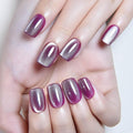 evpct Light Purple Cat Eye Extra Short Press on Nails Square, Petite Short Square Stick on Nails for Women Gift, Magenta Purple Holographic Glitter Glossy Reusable Gel Press on Acrylic Fake Nail