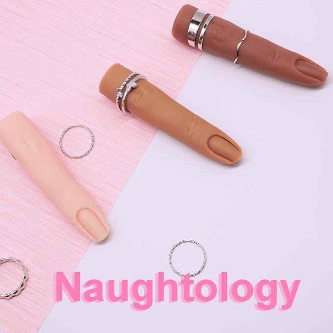 Silicon Fake Fingers Nail Art Practice Set–3 Skin Tones Reusable Practice Fingers for Acrylic Nails & Color Display, Flexible Wire Core Training Model Technician Supplies Salon Accessories