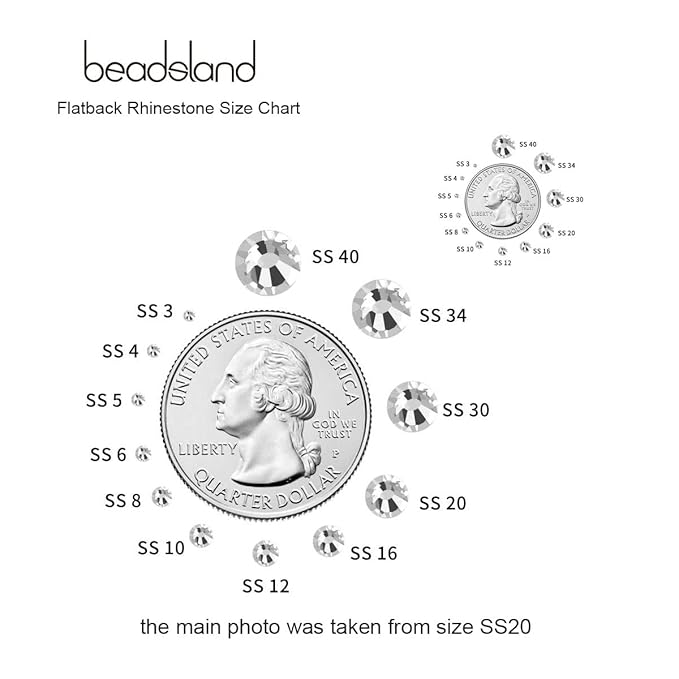 Beadsland Flat Back Crystal Rhinestones Round Gems for Nail Art and Craft Glue Fix, Crystal (3.8-4.0mm) SS16/1440pcs