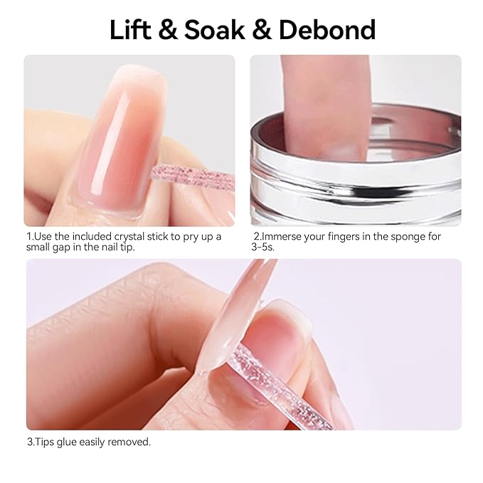BORN PRETTY 80ML Nail Glue Remover for Press on Nails, 5s Quick Remover Fake Nails with Cuticle Pusher, Easy Remover for Acrylic Tips Nail Glue Fast Acting Adhesive Debonder Acetone-Free
