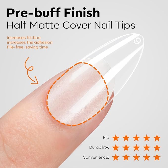 modelones Gel Nail Kit Almond, Upgrade 15Sizes Fake Nails, 9-in-One Glue Dehydrator & Mini U V Light Clipper, 510Pcs Medium Almond Press on Tips for Extension DIY Salon Home Gift (Pack of 2)
