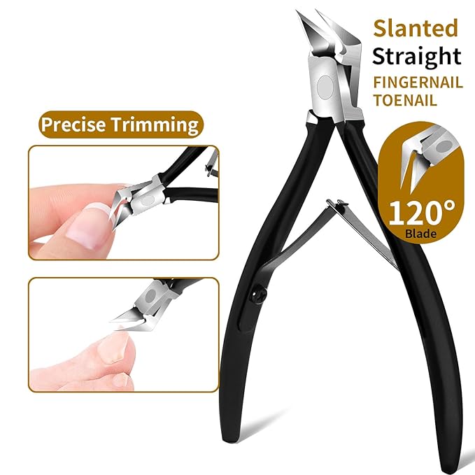 Ingrown Toenail Removal Kit, 6PCS Stainless Steel Toe Nail Kit, Straight Edge Oblique and Curved Slanted Nail Clippers Cutters for Ingrown Nails, Professional Pedicure Tool at Home