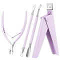 Melodysusie 4 in 1 Acrylic Nail Clippers Set, with Cuticle Trimmer and Dual-Ended Cuticle Pusher Remover, Stainless Steel Acrylic Nail Cutter Set, Pedicure Manicure Acrylic Nail Tools for Home Salon