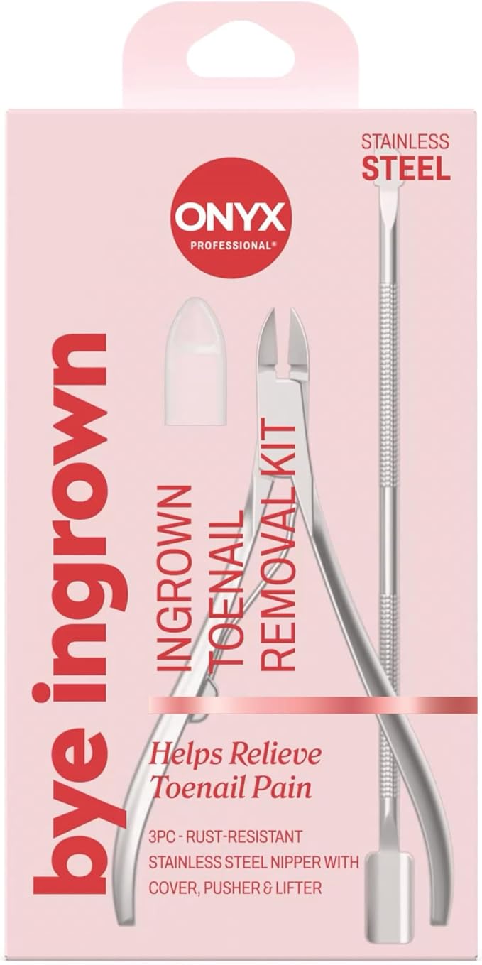 Onyx Professional Ingrown Toenail Kit with Toenail Clippers & Double-Ended Cuticle Pusher, Durable Stainless Steel, Easy to Use Ingrown Toenail Removal Kit, 2 Piece At-Home Pedicure Tools