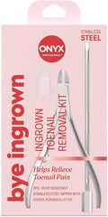 Onyx Professional Ingrown Toenail Kit with Toenail Clippers & Double-Ended Cuticle Pusher, Durable Stainless Steel, Easy to Use Ingrown Toenail Removal Kit, 2 Piece At-Home Pedicure Tools