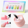 Double Rhythm Painting Gel Polish Set for Nail Art Palette Patting Gel Polish 6 Colors with 100 Pcs Sponges and Grabbing Pen (Peach Purple Pink Blue Green Yellow-T6-68)
