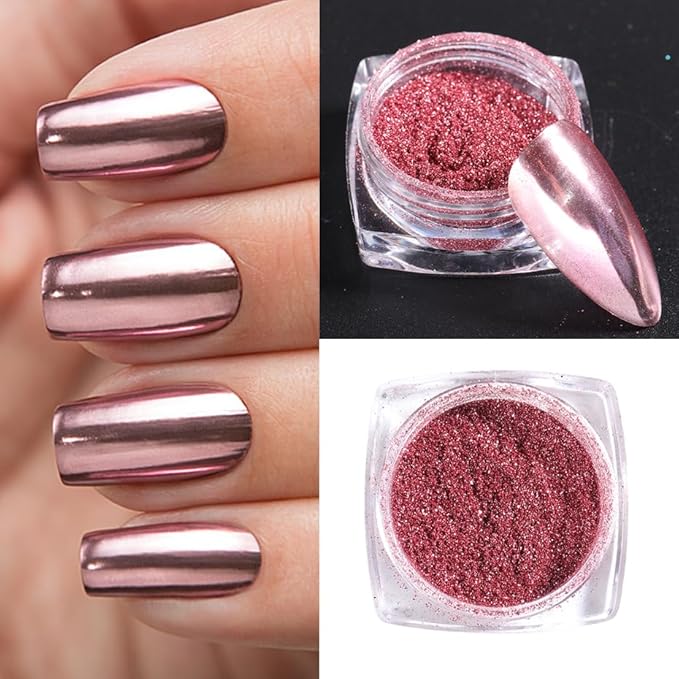 Metallic Mirror Chrome Nail Powder Set, 23 Colors Magic Mirror Y2K Gold Silver Decorations Rubbing Nail Art Glitter Pigment Flakes Manicure Accessories (23pcs Chrome Powder)
