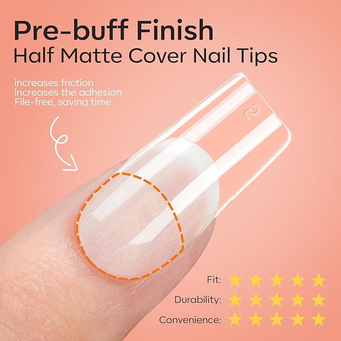 modelones Medium Square Gel Nail Tips Kit, 9-in-One Nail Glue with Portable U V Lamp 216Pcs 12Sizes Pre-Etched Press ons Fake Acrylic Extension Kit DIY Salon Gift for Women
