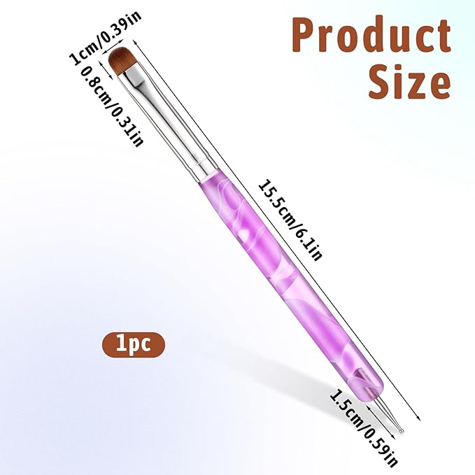 2-Way French Brush for Nails, Acrylic French Tip Brush with Dotting Tool, Double Ended Gel Nail Brushes for Nail Art Design and DIY