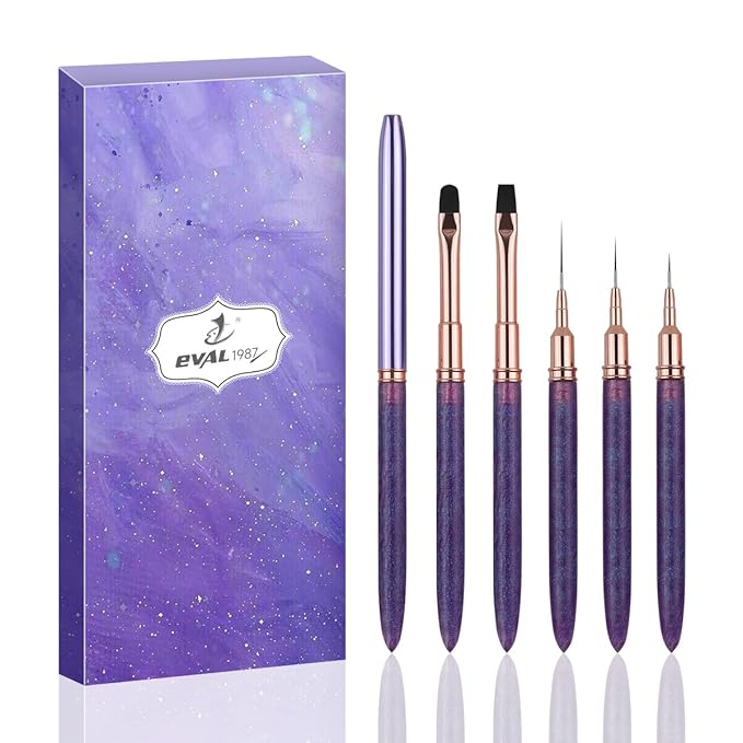 Nail Art Brushes Set Nail Art Design Pen Painting Tools with Nail Extension Gel Brush,Nail Polish Brush, Builder Nail Gel Brush, Nail Art Liner Brush for Salon Gift for Girls Women (Purple)