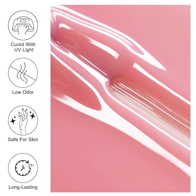 Imtiti 10ml Jelly Pink Gel Nail Polish Long Lasting Soak Off UV Led Pink Gel Polish Salon DIY at Home Gift for Women 1Pcs