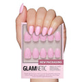 Glamnetic Press On Nails - Think Pink Fake Nails | Solid Opaque Light Pastel Pink Short Oval Nails, Salon Quality | 15 Sizes - 30 Nail Kit with Glue