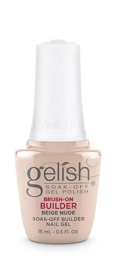 Gelish Brush-On Builder - Professional Soak-Off Gel Polish for Extensions, Overlays, Nail Art, Self-Leveling, HEMA-Free, Vegan, Long-Lasting, UV/LED Cured (Beige Nude)