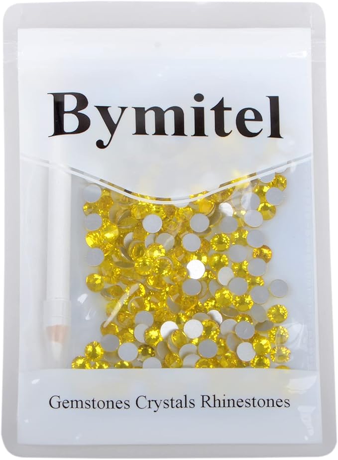 288PCS Art Nail Rhinestones Non Hotfix Glue Fix Round Crystals Glass Flatback for DIY Jewelry Making with one Picking Pen (ss30 288pcs, Citrine)