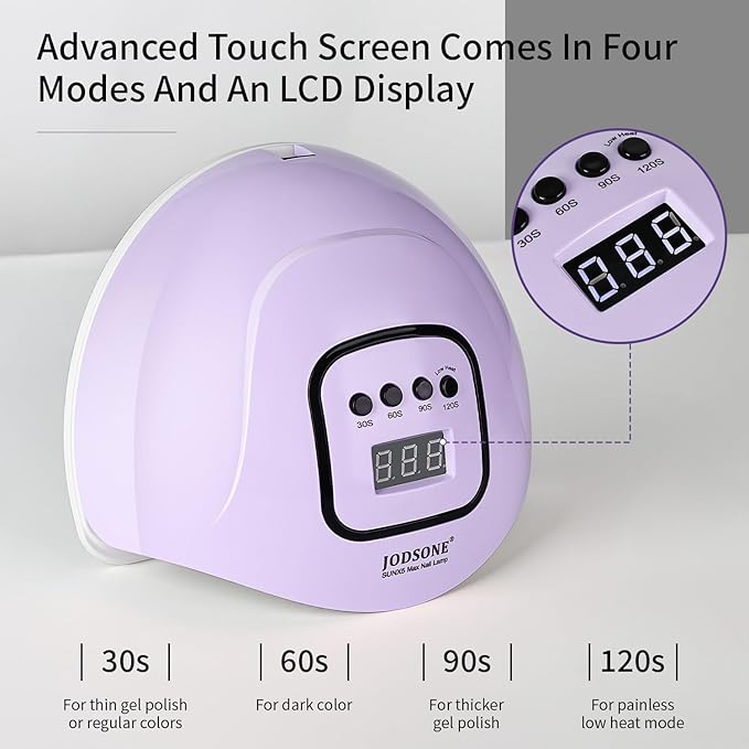 JODSONE U V LED Nail Lamp, Nail Dryer for Gel Polish with Led Light with Automatic Sensor & 4 Timers Purple