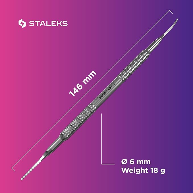 Staleks Pro Pedicure Toenail File Expert 60 Type 4 – Dual-Ended Narrow Ingrown Nail File – Stainless Steel