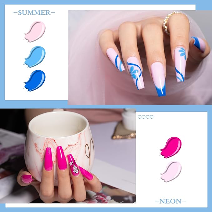 38 PCS Gel Nail Set, 32 Colors Gel Polish Set Neon Pastel Shades, with Gold Silver Glitter and Glossy Matte Top Coat, Base Coat Builder gel, for Women Gift Kit