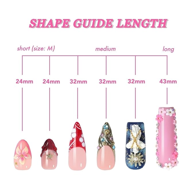 Cute Press On Nails, Handmade 3D Acrylic Fake Nails with Santa, Christmas Tree & Gingerbread Man, Red French Almond Reusable Holiday Nail Tips for Women