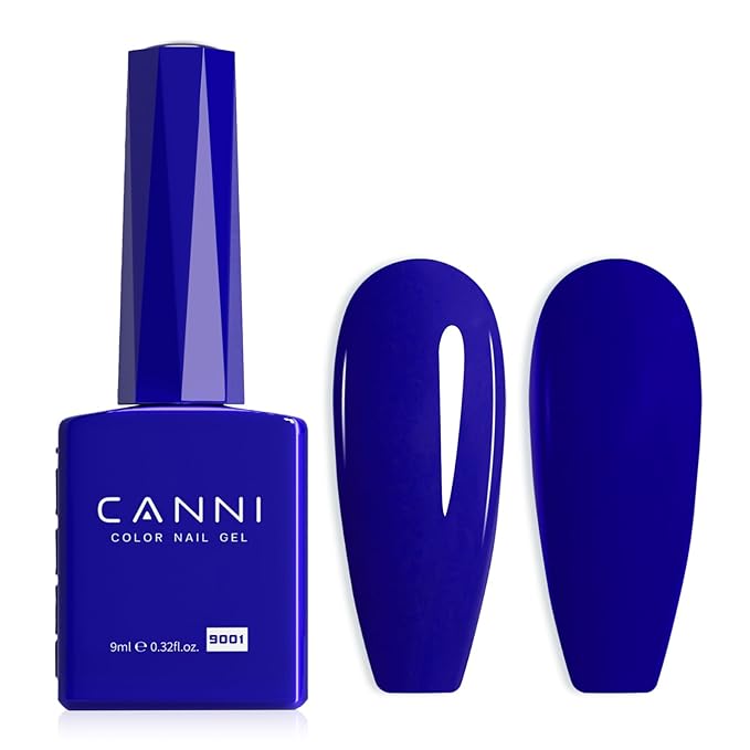CANNI Blue Gel Nail Polish, 1Pcs Royal Navy Blue Gel Polish Dark Cobalt Deep Color Soak Off U V French Nail Manicure Salon DIY