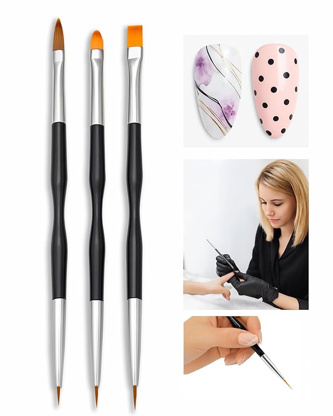 34pcs Nail Art Brushes Set – 15 Nail Brushes, 5 Dual-Ended Dotting Pens, 5 Liner Brushes, 5 Carving Brushes, Brush Holder & 3 Dual-Ended Nail Art Pens – Tools for Gel, Acrylic, DIY Design