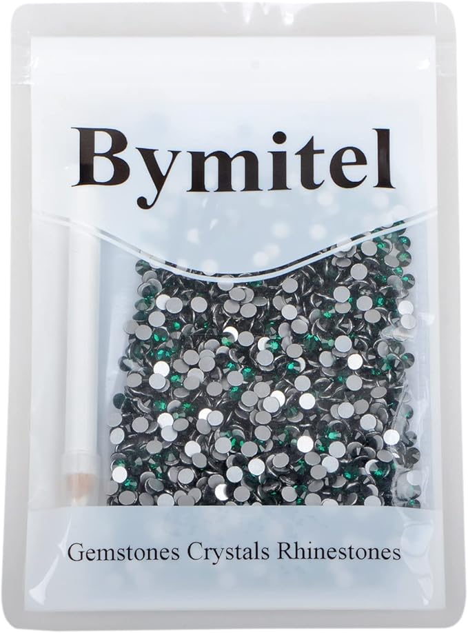 1440PCS Art Nail Rhinestones Non Hotfix Glue Fix Round Crystals Glass Flatback for DIY Jewelry Making with one Picking Pen (ss16 1440pcs, Emerald)