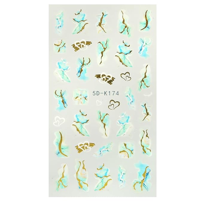 Marble Wave Nail Art Stickers, Ocean Theme Jellyfish Nail Decals Nail Art Design Self Adhesive Nail Supplies for Women Manicure Decoration