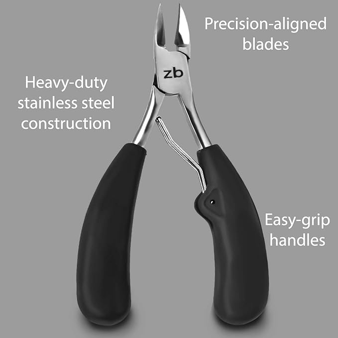 Zizzili Basics Toenail Nipper for Thick or Ingrown Nails – Large Easy-Grip Handle, Sharp Stainless Steel Toenail Clippers for Seniors & Home Pedicure Care