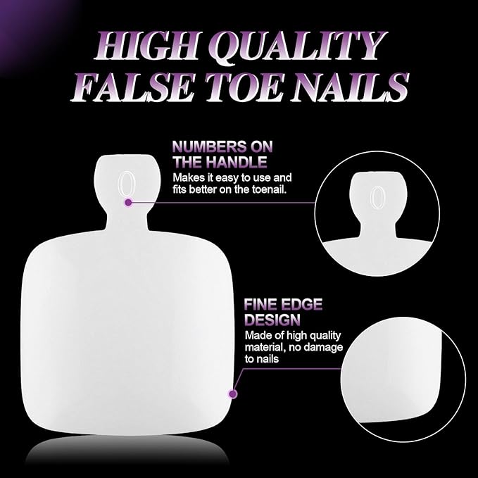 AIMEILI Fake Toenail Tips - 550pcs 10 Sizes White Full Cover Toe Art Nails Gel Nail Extensions for Foot Manicure Women Nail Salons and DIY