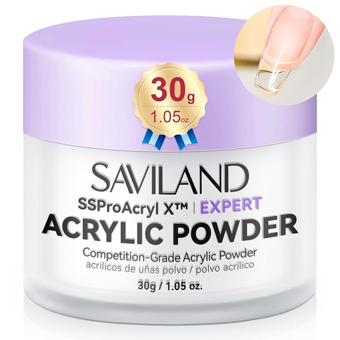SAVILAND Ultra-Smooth Clear Acrylic Powder: Keratin Professional Acrylic Nail Powder Ultra Sculpture Tech for 3D Carving Nail Extension Tech Salon Studio Manicure