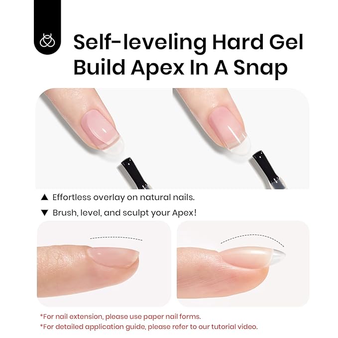Beetles Builder Gel Clear-Dew Glow 8-in-1 Nail Thickening Strengthening Building Apex with Liner Nail Brush for Beginner DIY Salon at Home,Clear Builder Nail Gel Kit,UV & LED Lamp Cured Needed