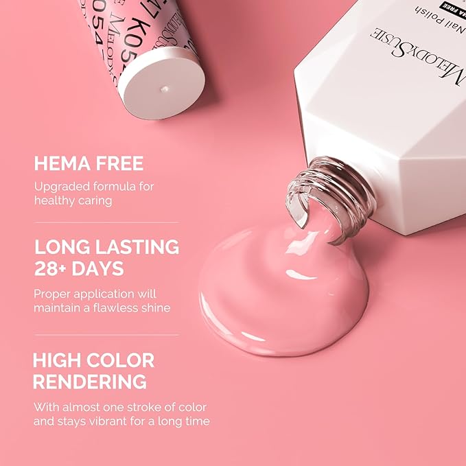 MelodySusie Hema Free Gel Nail Polish, 0.5 Fl Oz Thick Blush Pink Gel Polish, Non-Toxic, Long Lasting, Soak Off UV Nail Polish, Manicure Nail Design Salon DIY Nail Art at Home K0547