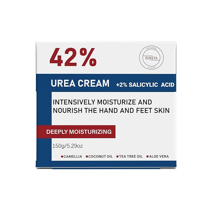 OUKEYA Urea Cream 42% plus Salicylic Acid 2% - Foot & Hand Cream to Moisturize, Soften & Smooth Dry, Cracked, Rough Skin on Heels, Knees & Elbows, 5.29 oz