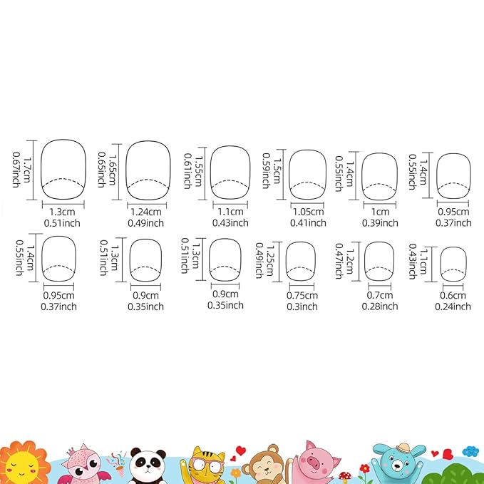 120Pcs 10 Packs Cute Short Press on Nails for Girls 5 Styles 12 Sizes Press on Nails for Kids Press ons with Cute Rabbit Designs Full Cover Acrylic Nails for Little Girl Gift DIY Manicure