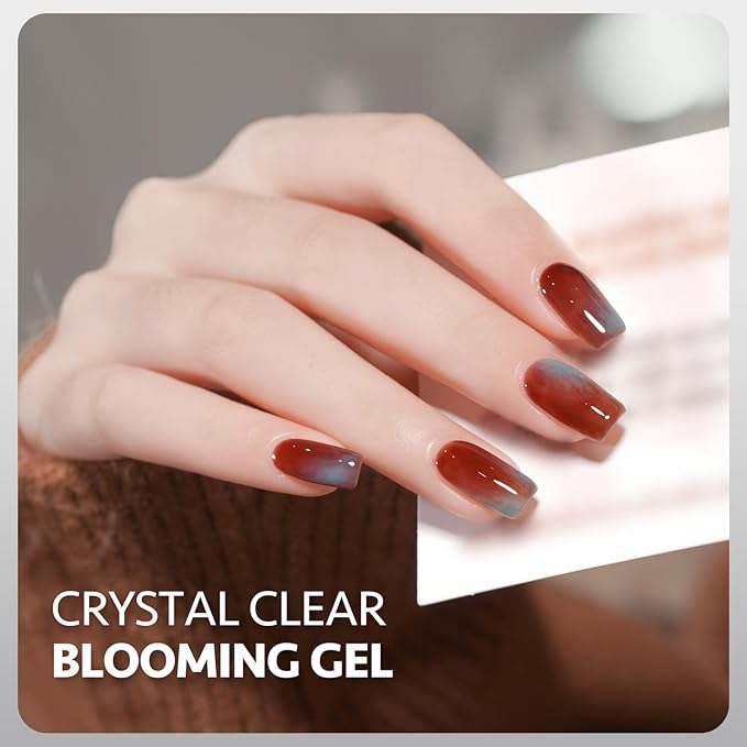 GAOY Nail Blooming Gel, 16ml Clear Blooming Gel Nail Polish with Liner Brush, Spreading Effects Soak Off UV Light for Nail Art DIY