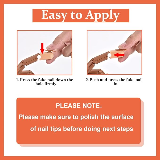 NXJ INFILILA 200PCS Replacement Refill Nail Tips, Plastic Fake Nail Tips for Flexible Practice Fake Hand, Nail Training Hand Supply for Manicure Salon Beginners DIY(Brown)
