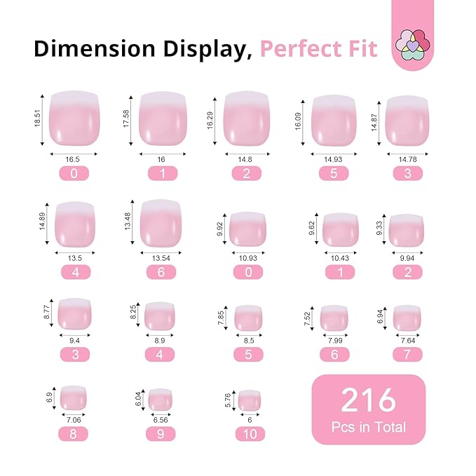 SAVILAND Gel Nail X Kit for Toes: 216 Pcs Toenail Press Ons White Pink Ombre Fake Toe Nails Long Lasting Solid Nail Glue Gel Nail Dryer Acrylic Nail Drill for Quick Nail Extension Starter Home DIY