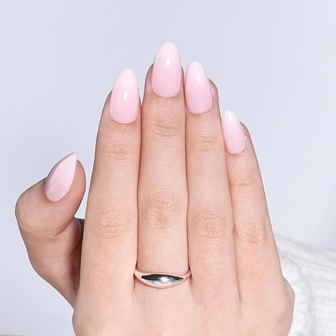 Pink Ombre Press On Nails - Pink Short Fake Nails, Almond Nude Press On Nails Reusable Stick On Nails in 16 Sizes, 32pcs False Nail Kit for Women & Girls(SoftPink Ombre)