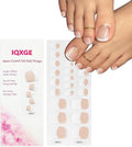 26 Pcs Semi Cured Gel Toe Nail Strips White French Tip Gel Nail Stickers Full Cover Nails Wraps Nude French Toe Nails Polish Strips Stickers for Women UV/LED Light Required