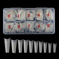Natural Coffin Acrylic Nails-500pcs Half Cover Nails Coffin Shaped Ballerina Nails Tips Long Acrylic False Fake Nail Artificial, 10 Size with Box