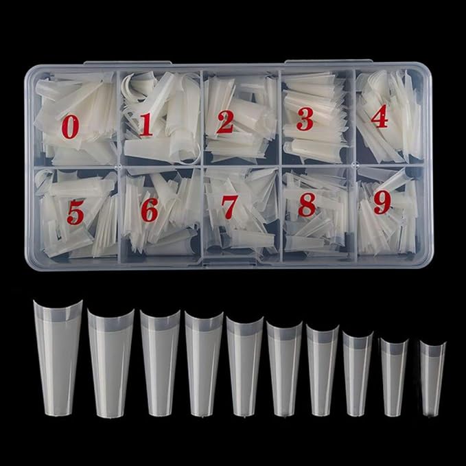 Natural Coffin Acrylic Nails-500pcs Half Cover Nails Coffin Shaped Ballerina Nails Tips Long Acrylic False Fake Nail Artificial, 10 Size with Box