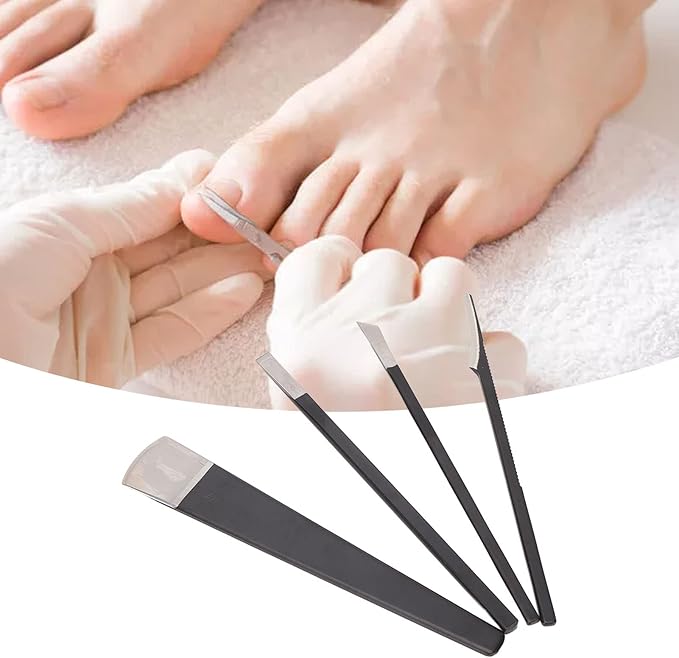 4Pcs Pedicure Knife Set, Ingrown Toenail Knife, Steel Ingrown Toenail Removal Kit, Professional Callus Shaver, Foot Scraper for Dead Skin Corn Remover Tool with Storage Bag